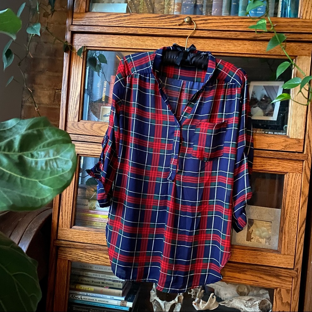 Lot of 3 women’s patterned casual tops - plaid and floral